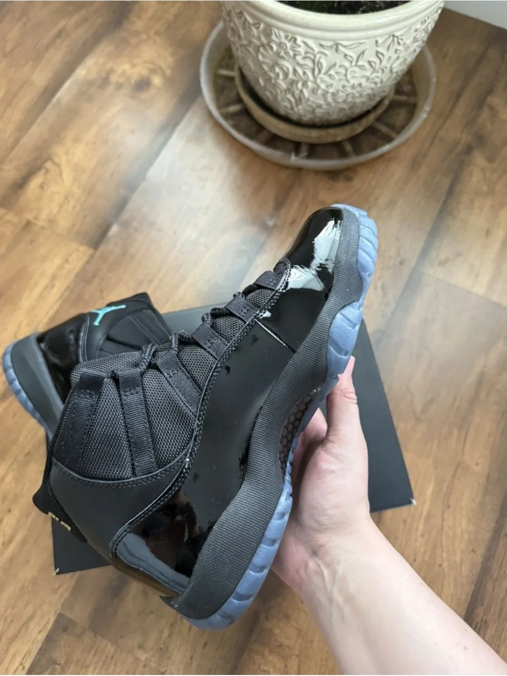 Jordan 11 Retro Black with Teal Accents